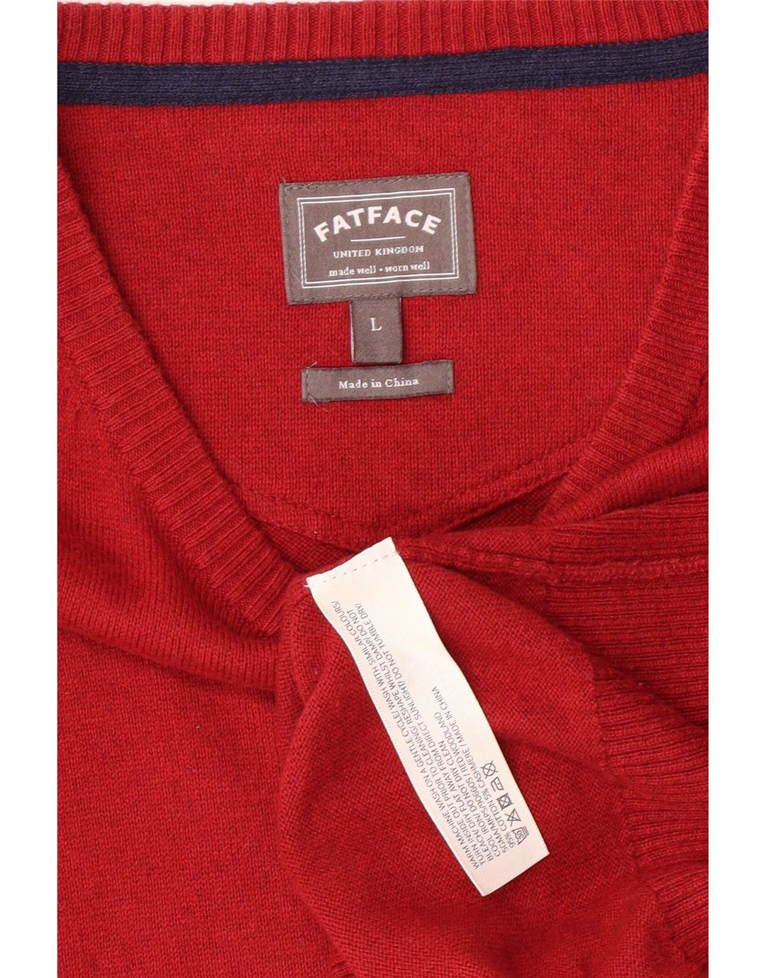 FAT FACE Mens Boat Neck Jumper Sweater Large Red Cotton