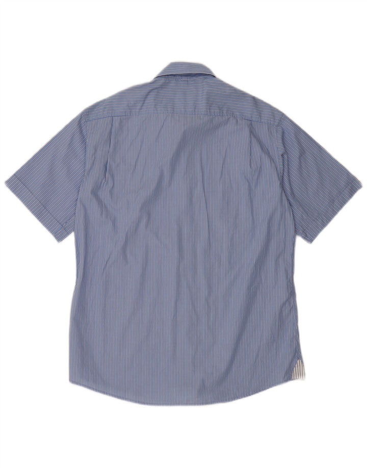 MC Neal Mens Short Sleeve Shirt Large Blue Striped Cotton