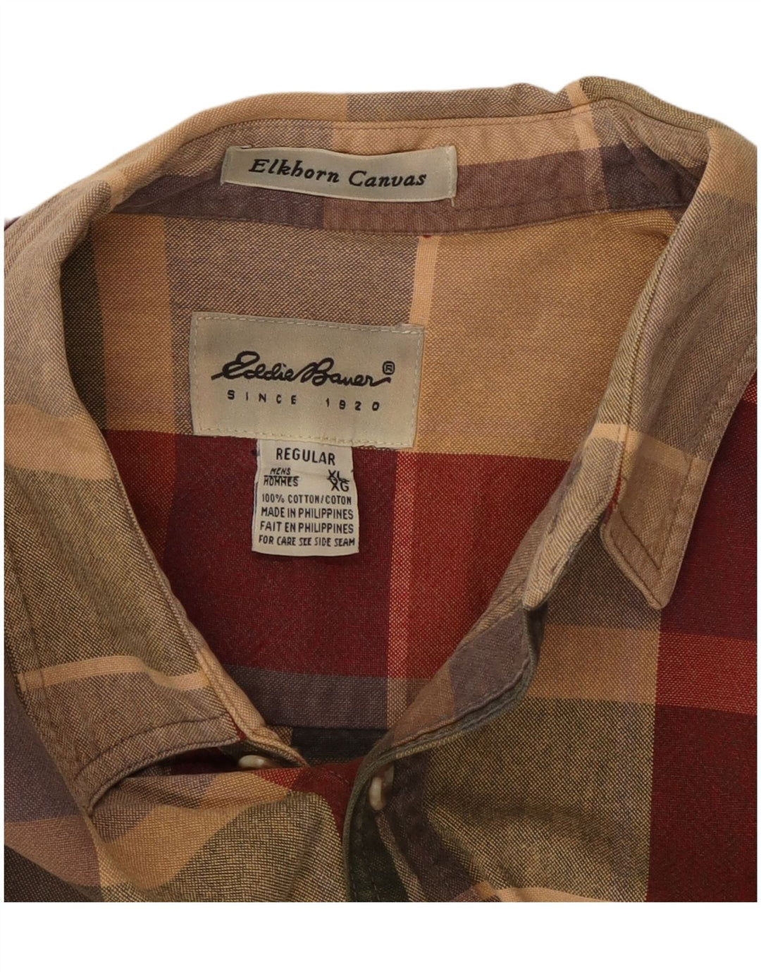 EDDIE BAUER Mens Regular Fit Shirt XL Multicoloured Check Cotton