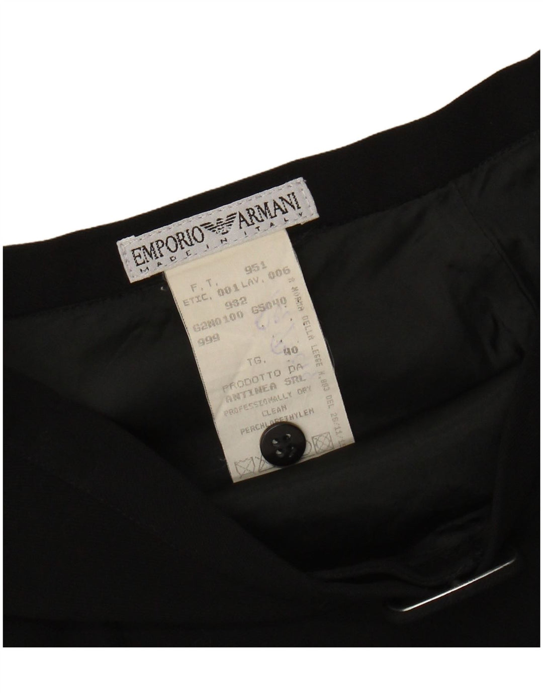 EMPORIO ARMANI Womens High Waist A-Line Skirt IT 40 Small W24  Black Wool