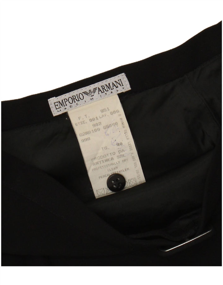 EMPORIO ARMANI Womens High Waist A-Line Skirt IT 40 Small W24  Black Wool