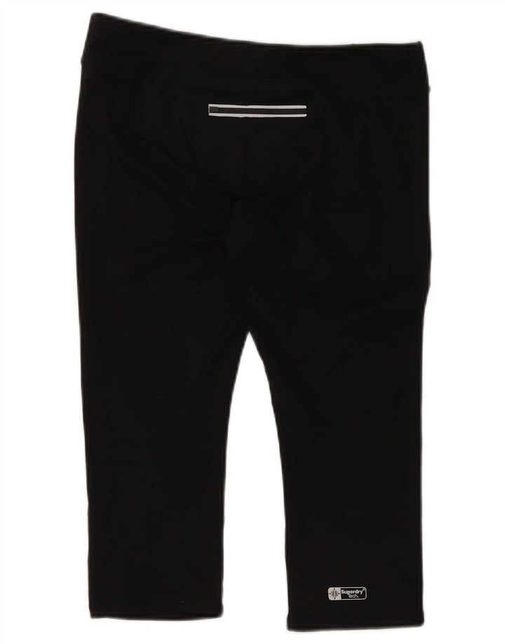 Superdry Womens Graphic Capri Leggings UK 12 Medium Black Polyester