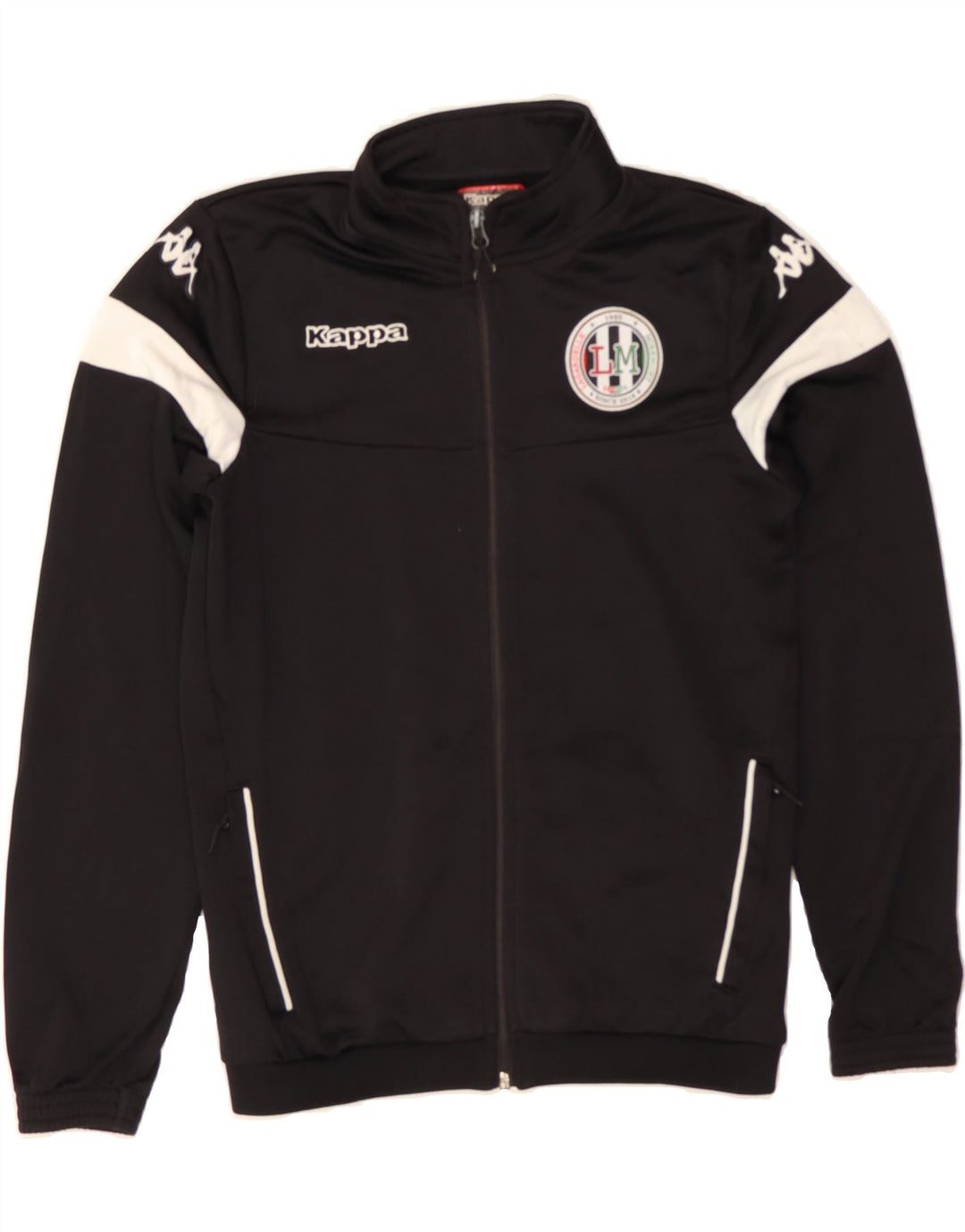 KAPPA Boys Graphic Tracksuit Top Jacket 13-14 Years Black Colourblock Vintage Kappa and Second-Hand Kappa from Messina Hembry 