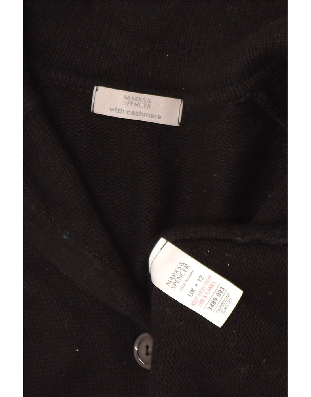 Marks & Spencer Womens Cardigan Sweater UK 12 Medium Black Cotton