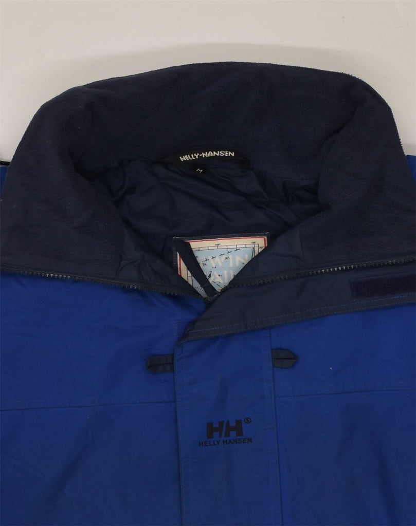 HELLY HANSEN Mens Hooded Rain Jacket UK 38 Medium Blue Polyamide | Vintage Helly Hansen | Thrift | Second-Hand Helly Hansen | Used Clothing | Messina Hembry 