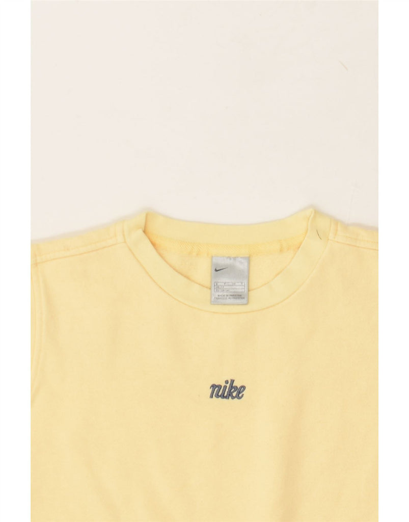 NIKE Girls Graphic Sweatshirt Jumper 7-8 Years Yellow Cotton | Vintage Nike | Thrift | Second-Hand Nike | Used Clothing | Messina Hembry 