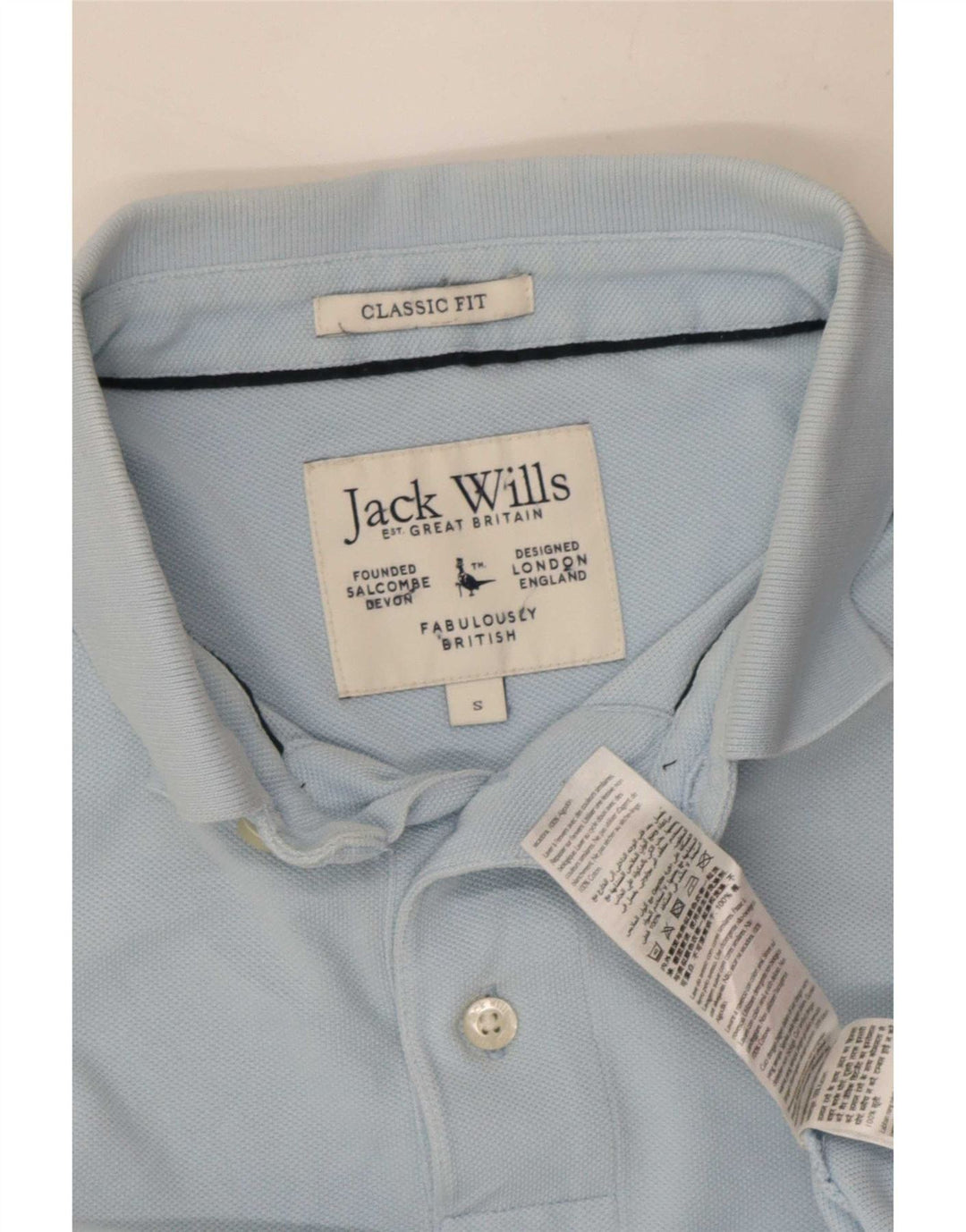 Jack Wills Mens Classic Fit Polo Shirt Small Blue Cotton