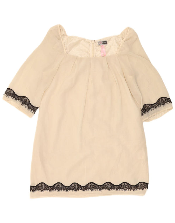Lipsy Womens 3/4 Sleeve Shift Dress UK 14 Medium Off White Polyester