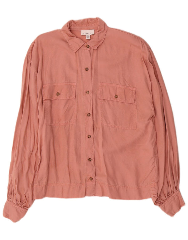 Topshop Womens Oversized Shirt UK 10 Small Pink Lyocell