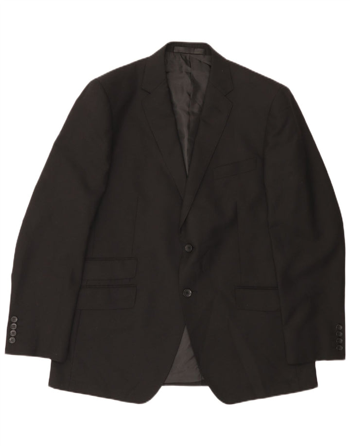 MARKS & SPENCER Mens 2 Button Blazer Jacket UK 42 Large Black Polyester