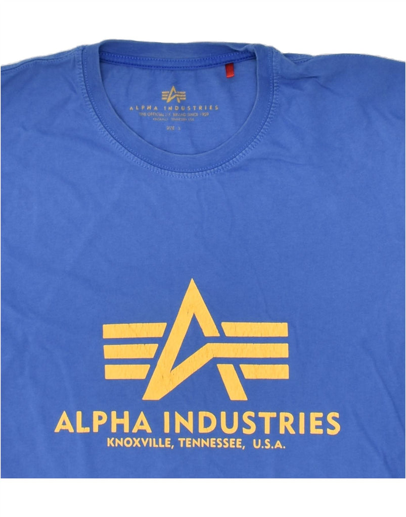 ALPHA INDUSTRIES Mens Graphic T-Shirt Top Small Blue Cotton | Vintage Alpha Industries | Thrift | Second-Hand Alpha Industries | Used Clothing | Messina Hembry 