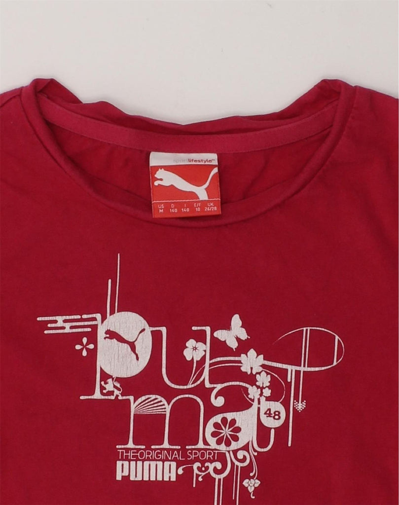 PUMA Girls Graphic T-Shirt Top 9-10 Years Medium Red | Vintage Puma | Thrift | Second-Hand Puma | Used Clothing | Messina Hembry 