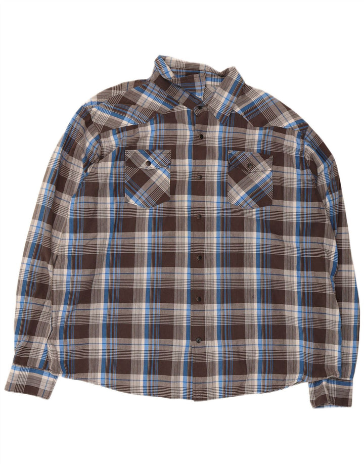 Wrangler Mens Shirt 3XL Brown Check Cotton