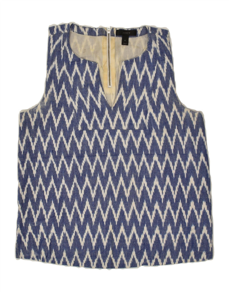 J. CREW Womens Sleeveless Blouse Top US 0 XS Blue Chevron Cotton | Vintage J. Crew | Thrift | Second-Hand J. Crew | Used Clothing | Messina Hembry 