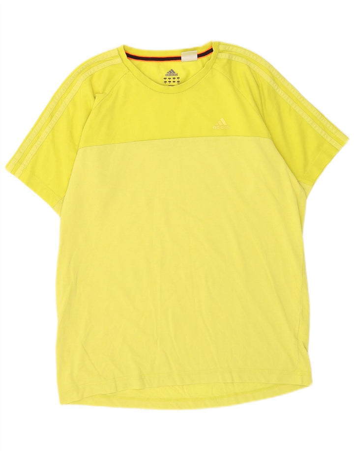 Adidas Mens Climalite T-Shirt Top Medium Yellow Cotton