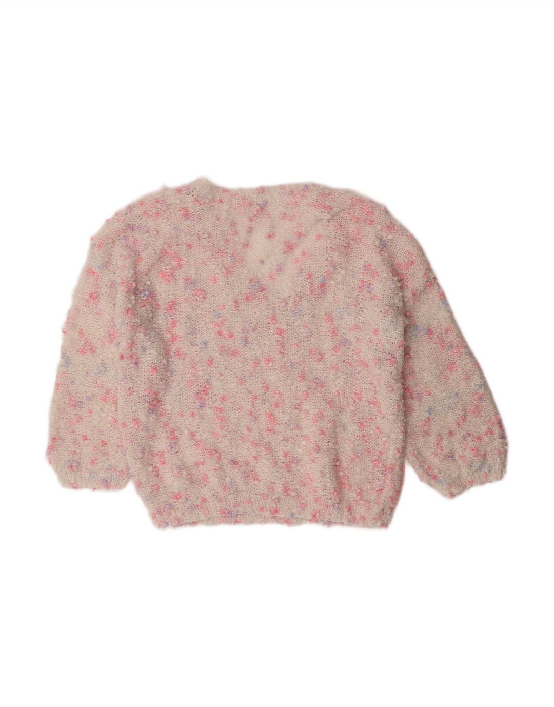 VINTAGE Womens V-Neck Jumper Sweater UK 12 Medium Off White Flecked