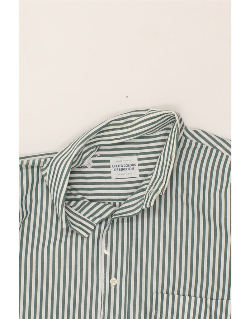 BENETTON Mens Shirt XL Green Pinstripe Cotton Vintage Benetton and Second-Hand Benetton from Messina Hembry 