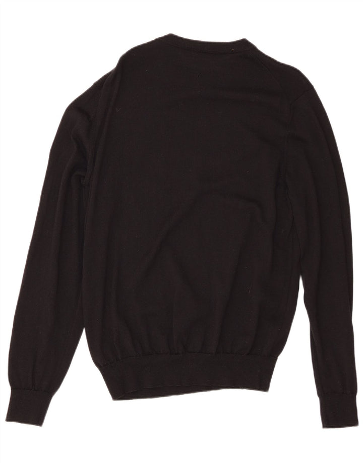 Hugo Boss Mens Crew Neck Jumper Sweater Large Black Virgin Wool
