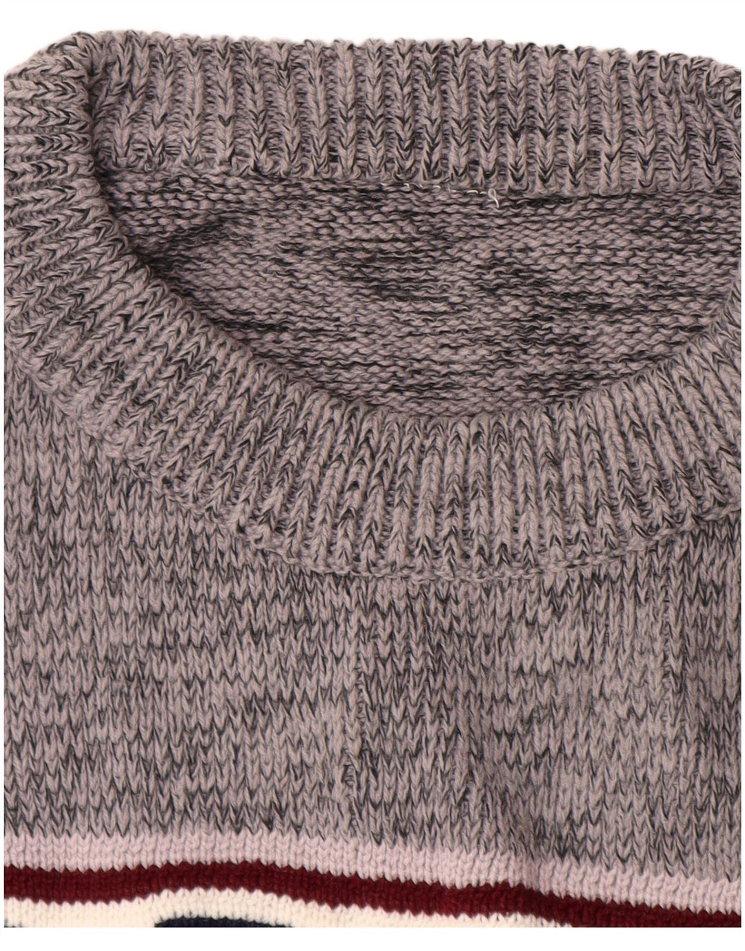 VINTAGE Mens Crew Neck Jumper Sweater Large Grey Geometric