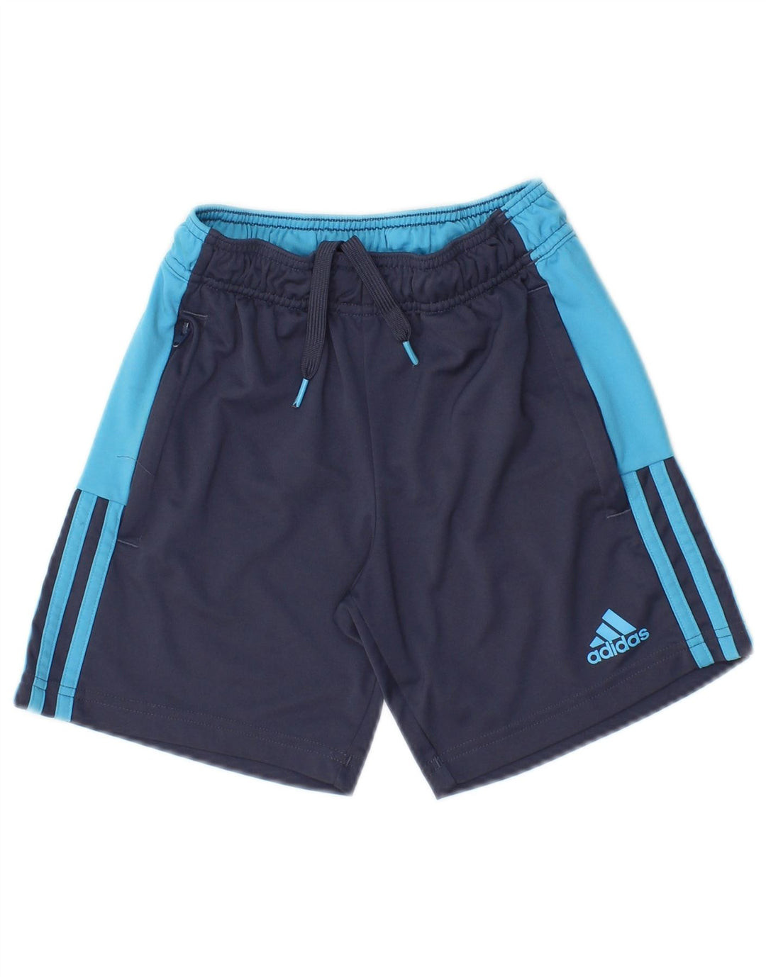 Adidas Boys Sport Shorts 9-10 Years Navy Blue Colourblock Polyester