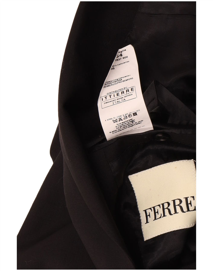 Ferre Mens 2 Button Blazer Jacket IT 54 2XL Black Wool