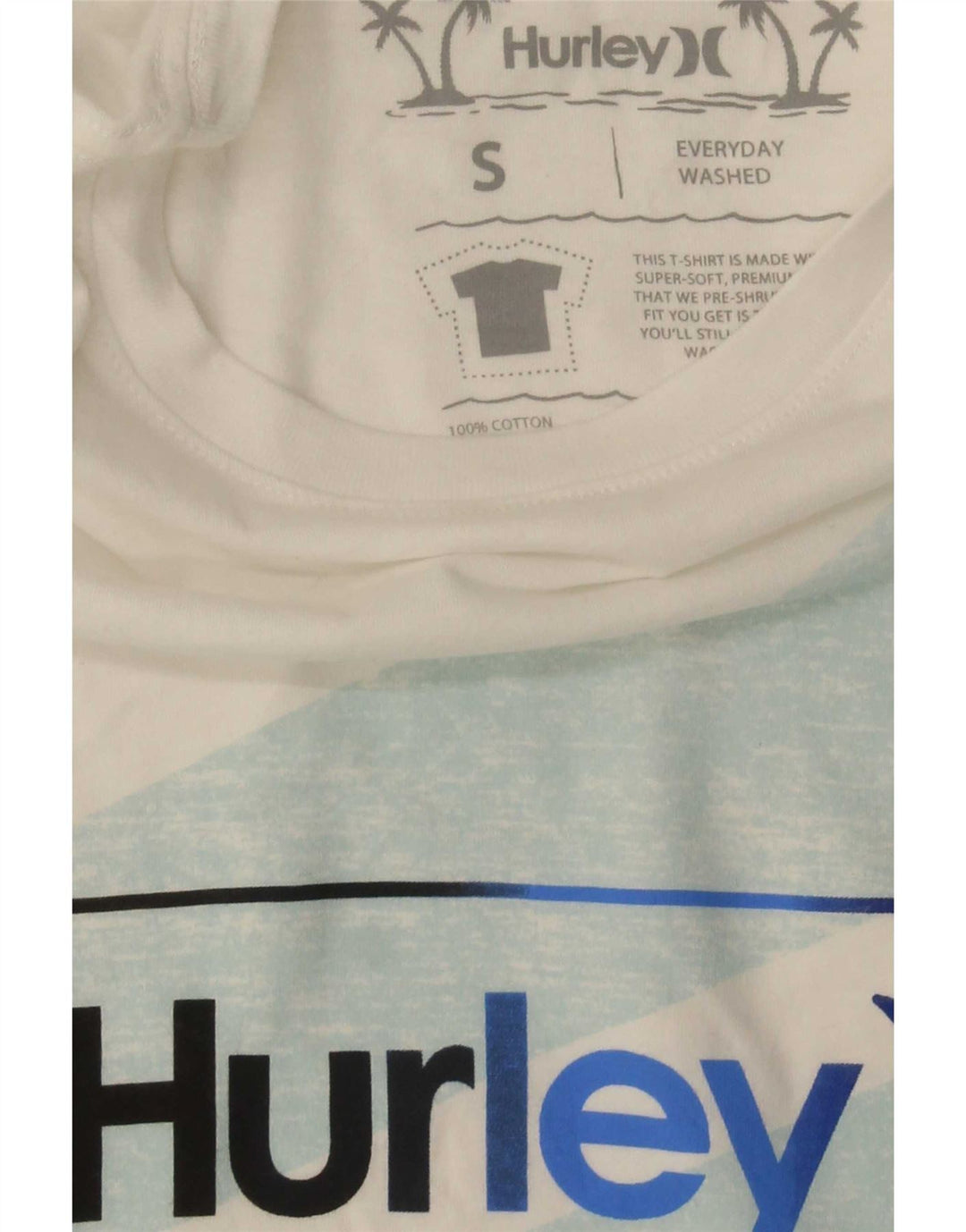 Hurley Mens Graphic T-Shirt Top Small White Cotton