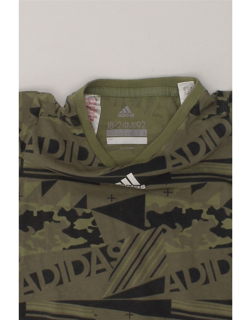 ADIDAS Baby Boys Abstract Pattern Graphic T-Shirt Top 18-24 Months Khaki | Vintage Adidas | Thrift | Second-Hand Adidas | Used Clothing | Messina Hembry 