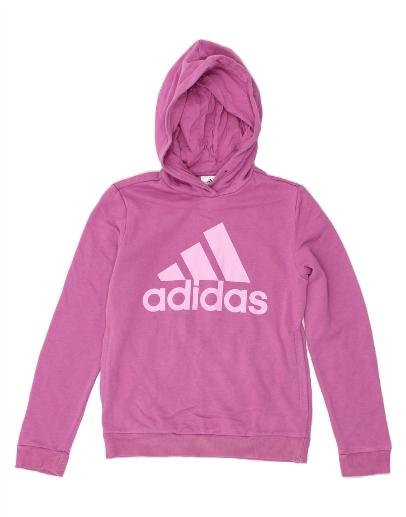 ADIDAS Womens Graphic Hoodie Jumper UK 4/6 XS Pink Cotton | Vintage Adidas | Thrift | Second-Hand Adidas | Used Clothing | Messina Hembry 