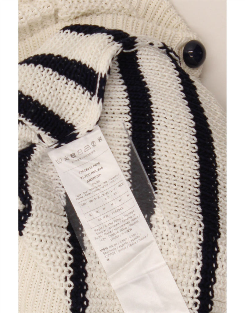 MAX & CO. Womens Crew Neck Jumper Sweater UK 14 Medium White Striped Vintage Max & Co. and Second-Hand Max & Co. from Messina Hembry 