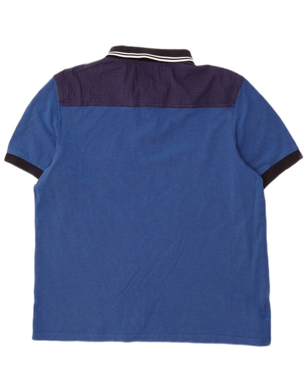 Fred Perry Mens Slim Fit Polo Shirt XL Blue Colourblock Cotton