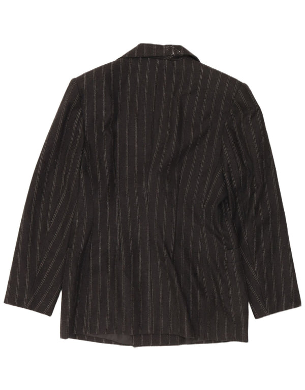Vintage Womens Double Breasted Blazer Jacket IT 48 XL Black Striped Wool