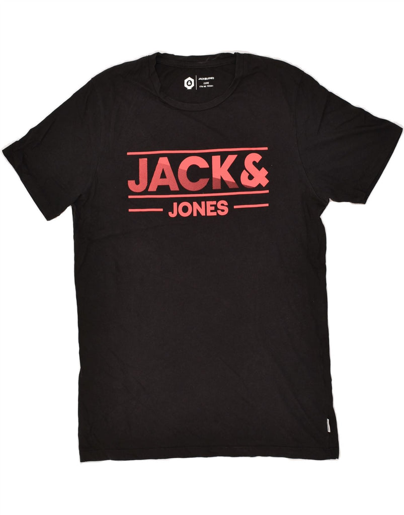 JACK & JONES Mens Core Slim Graphic T-Shirt Top Large Black Cotton | Vintage Jack & Jones | Thrift | Second-Hand Jack & Jones | Used Clothing | Messina Hembry 