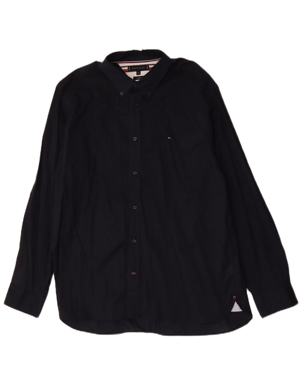 Tommy Hilfiger Mens Regular Fit Shirt 2XL Navy Blue Cotton