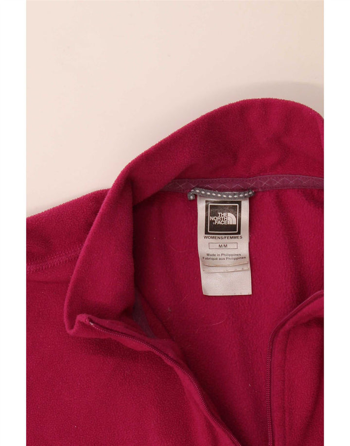 The North Face Womens Zip Neck Fleece Jumper UK 14 Medium Pink Polyester