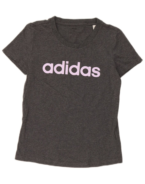 Adidas Womens Graphic T-Shirt Top UK 8/10 Small Grey Cotton
