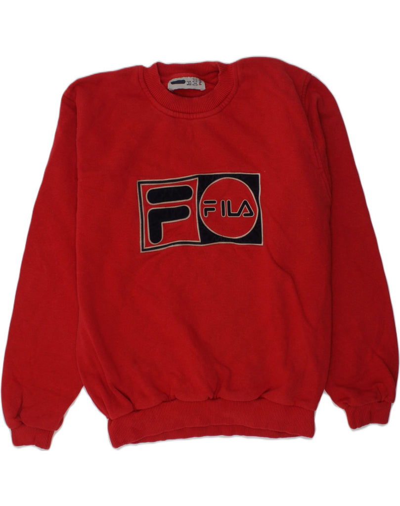 FILA Boys Graphic Sweatshirt Jumper 10-11 Years Medium Red Cotton | Vintage Fila | Thrift | Second-Hand Fila | Used Clothing | Messina Hembry 