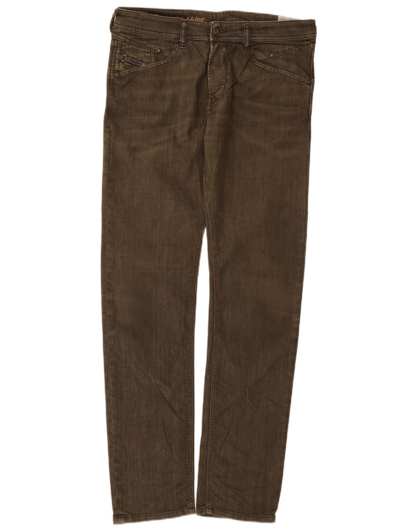 Diesel Mens Belther Tapered Regular Fit Slim Jeans W32 L34 Khaki Cotton