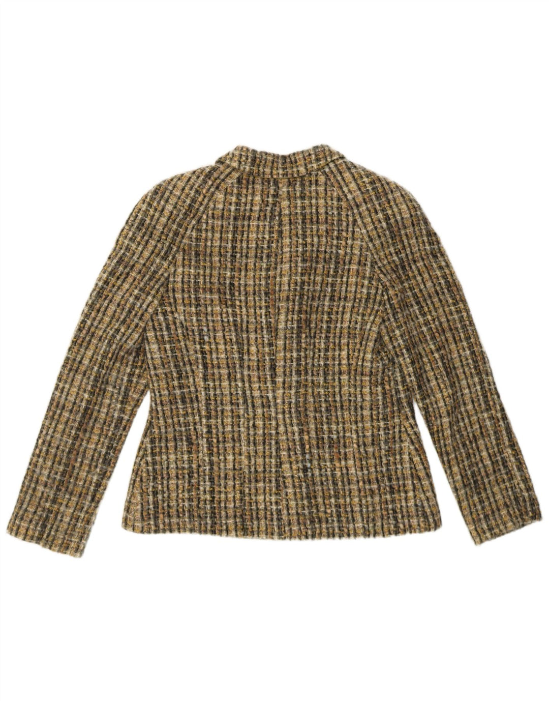 Luisa Spagnoli Womens 3 Button Blazer Jacket IT 46 Large Khaki Check Wool