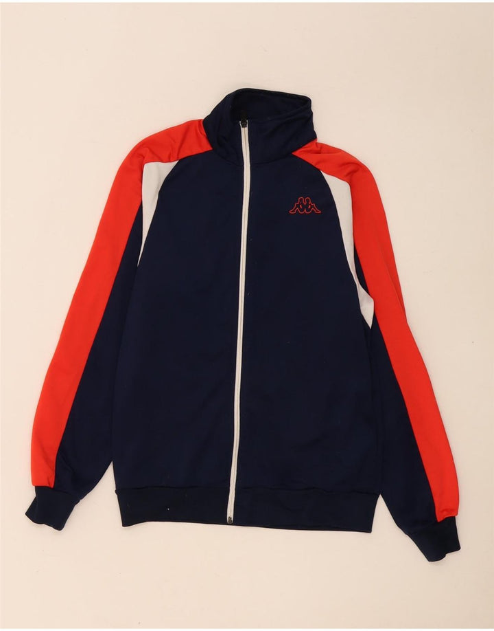 Kappa Mens Tracksuit Top Jacket Small Navy Blue Colourblock Polyester