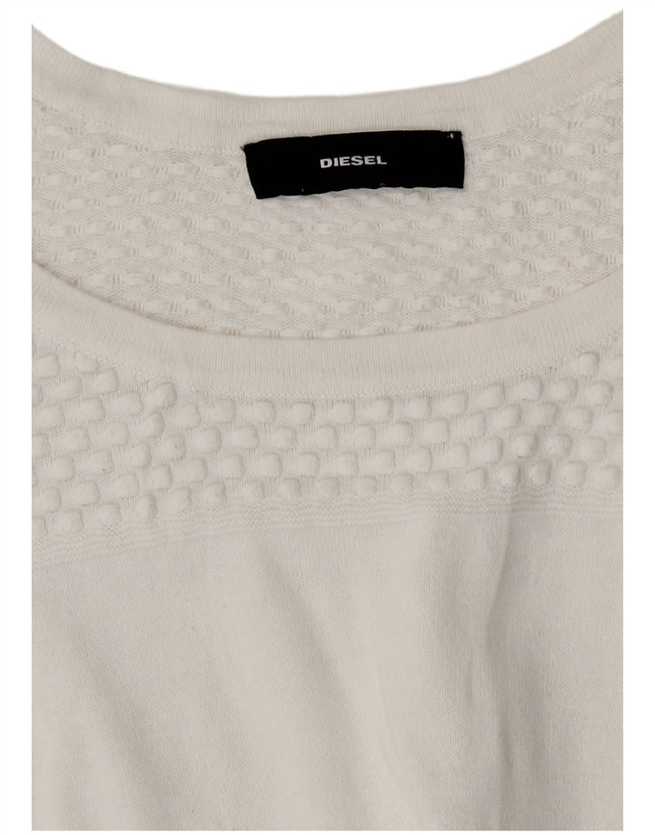 Diesel Womens Top 3/4 Sleeve UK 12 Medium White