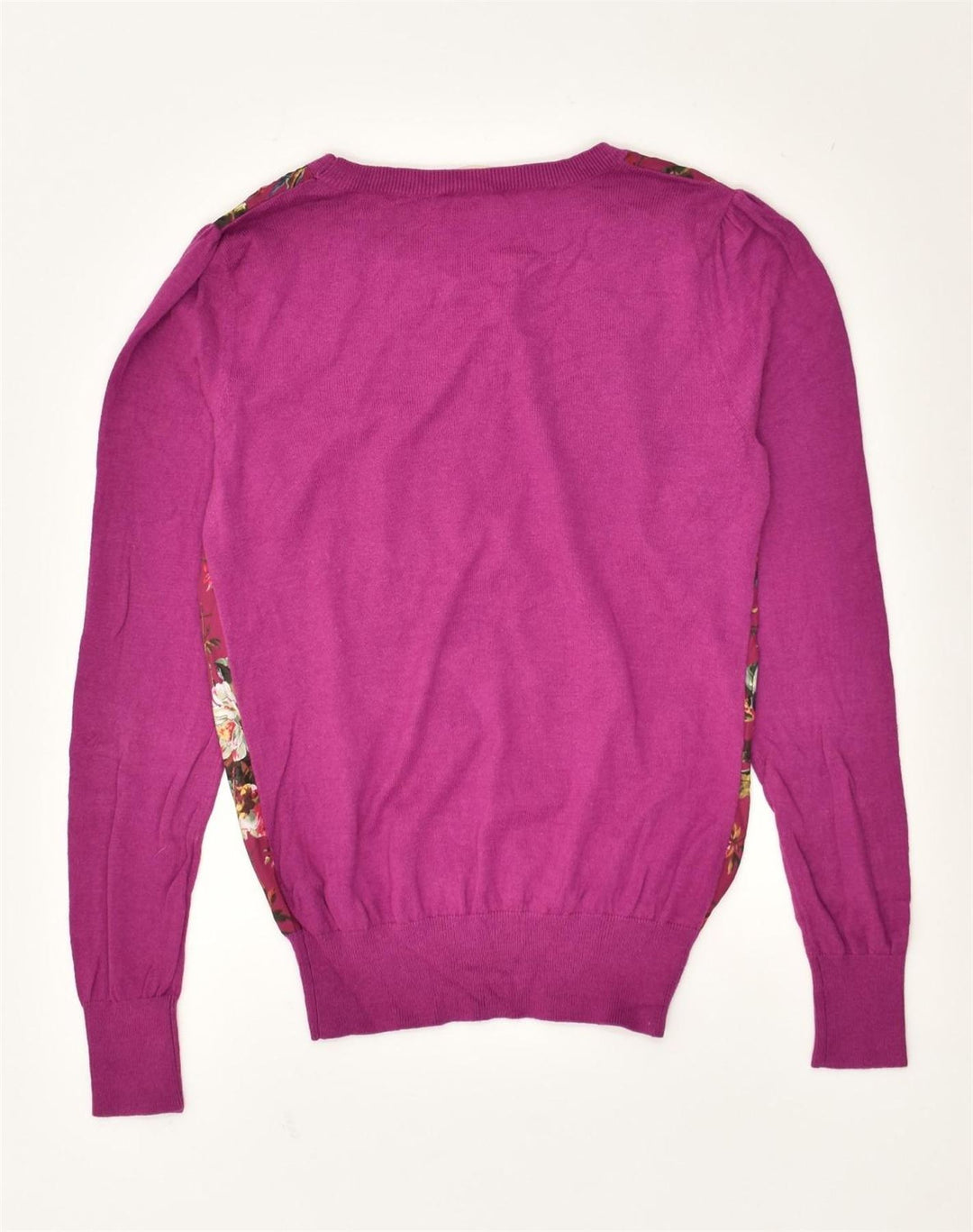 OASIS Womens Boat Neck Jumper Sweater UK 8 Small Purple Floral Cotton | Vintage Oasis | Thrift | Second-Hand Oasis | Used Clothing | Messina Hembry 