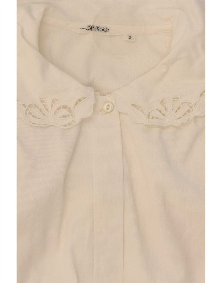 Vintage Womens Shirt Blouse UK 12 Medium White