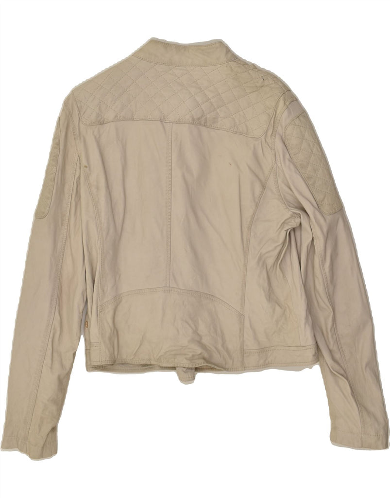 LEVI'S Womens Leather Jacket UK 18 XL Beige Leather | Vintage Levi's | Thrift | Second-Hand Levi's | Used Clothing | Messina Hembry 