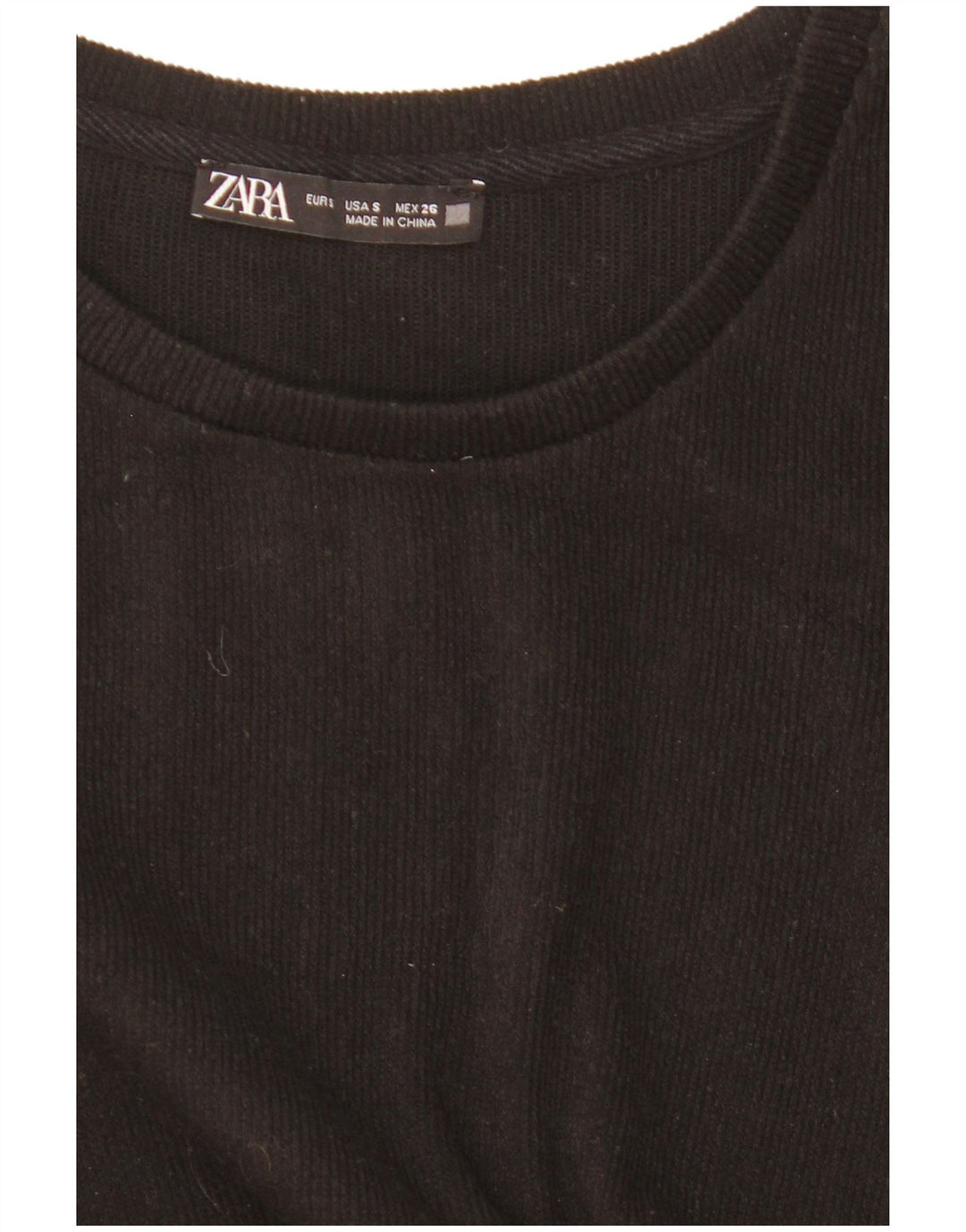 Zara Womens Crop Long Sleeve Oversized Blouse Top UK 10 Small Black