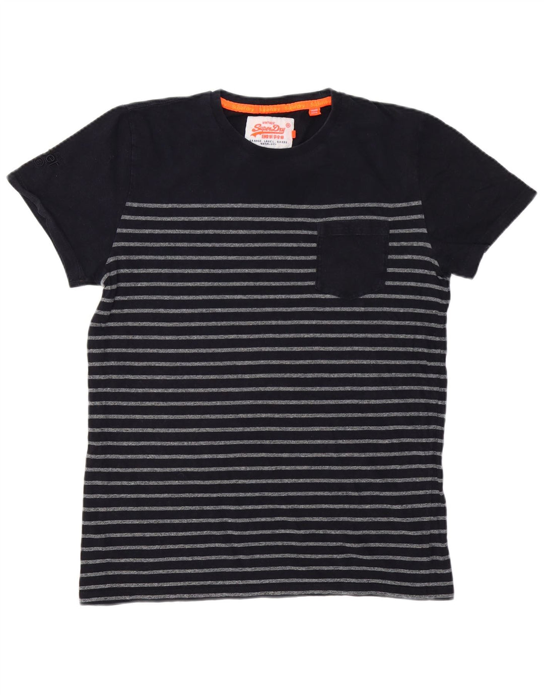 SUPERDRY Mens T-Shirt Top XL Navy Blue Striped