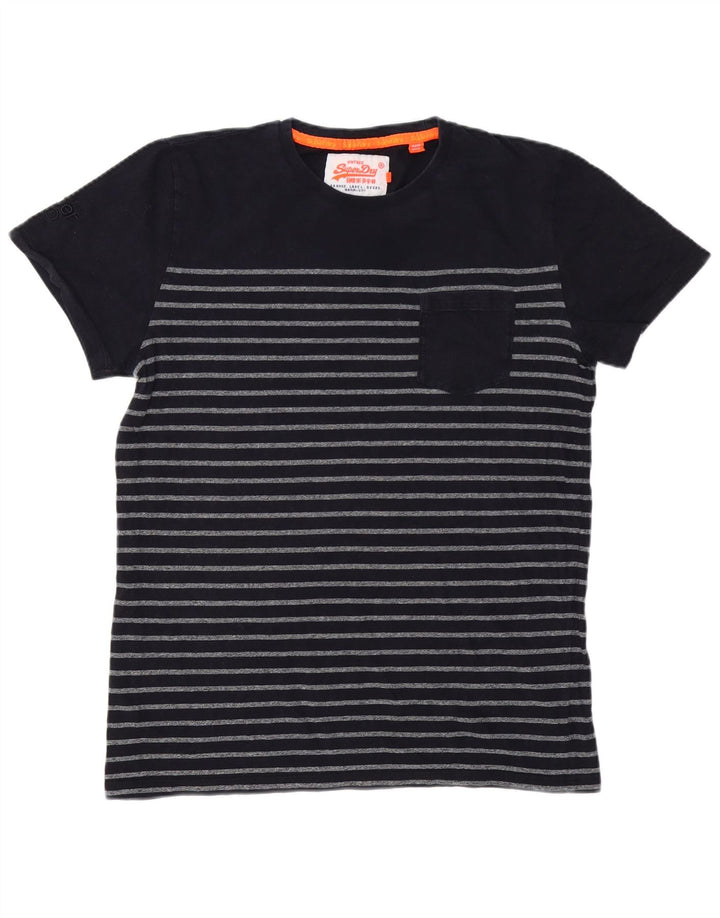 SUPERDRY Mens T-Shirt Top XL Navy Blue Striped