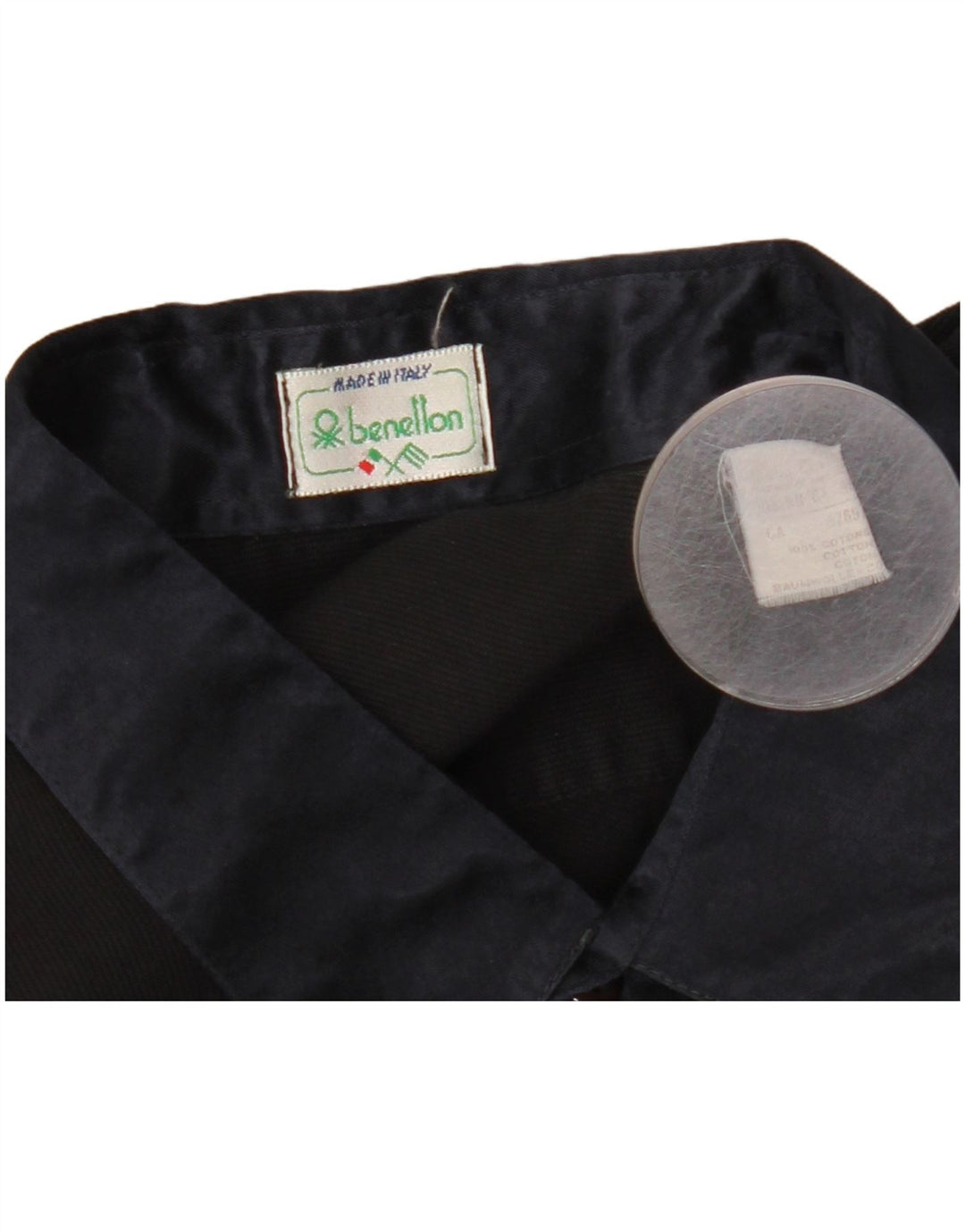 Benetton Mens Shirt Large Black Cotton