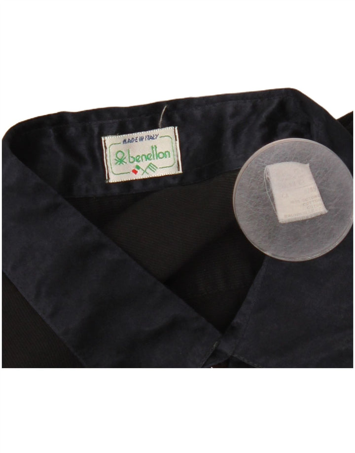 Benetton Mens Shirt Large Black Cotton