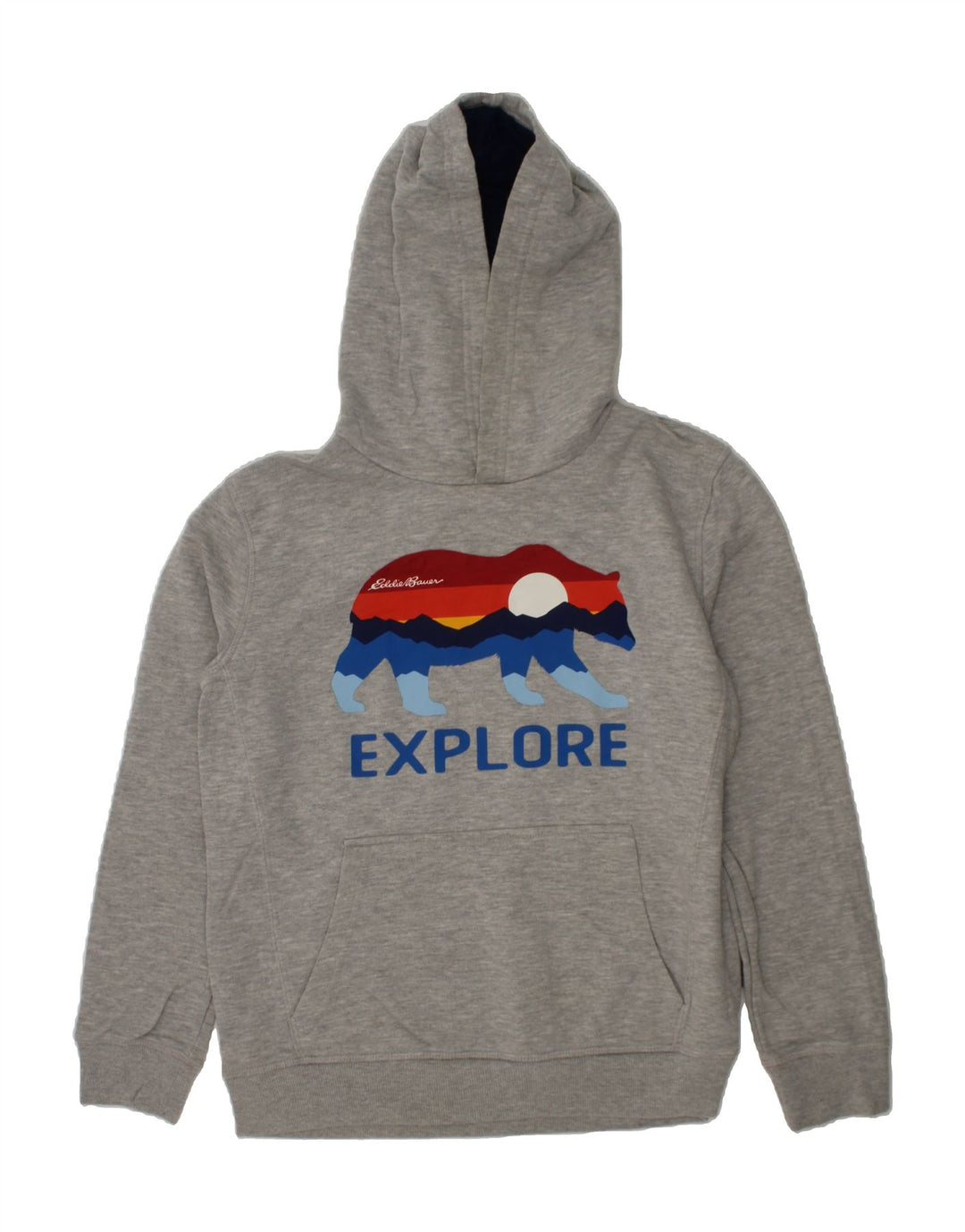 EDDIE BAUER Boys Graphic Hoodie Jumper 10-11 Years Medium  Grey Cotton Vintage Eddie Bauer and Second-Hand Eddie Bauer from Messina Hembry 