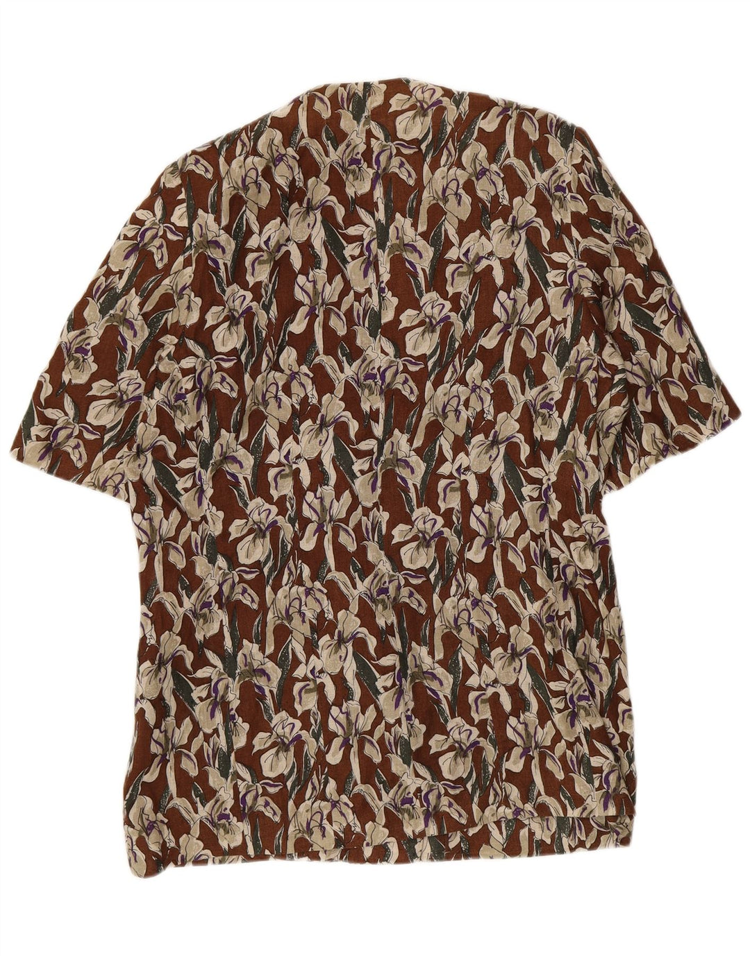 Les Copains Womens Short Sleeve Blazer Jacket UK 16 Large Brown Floral